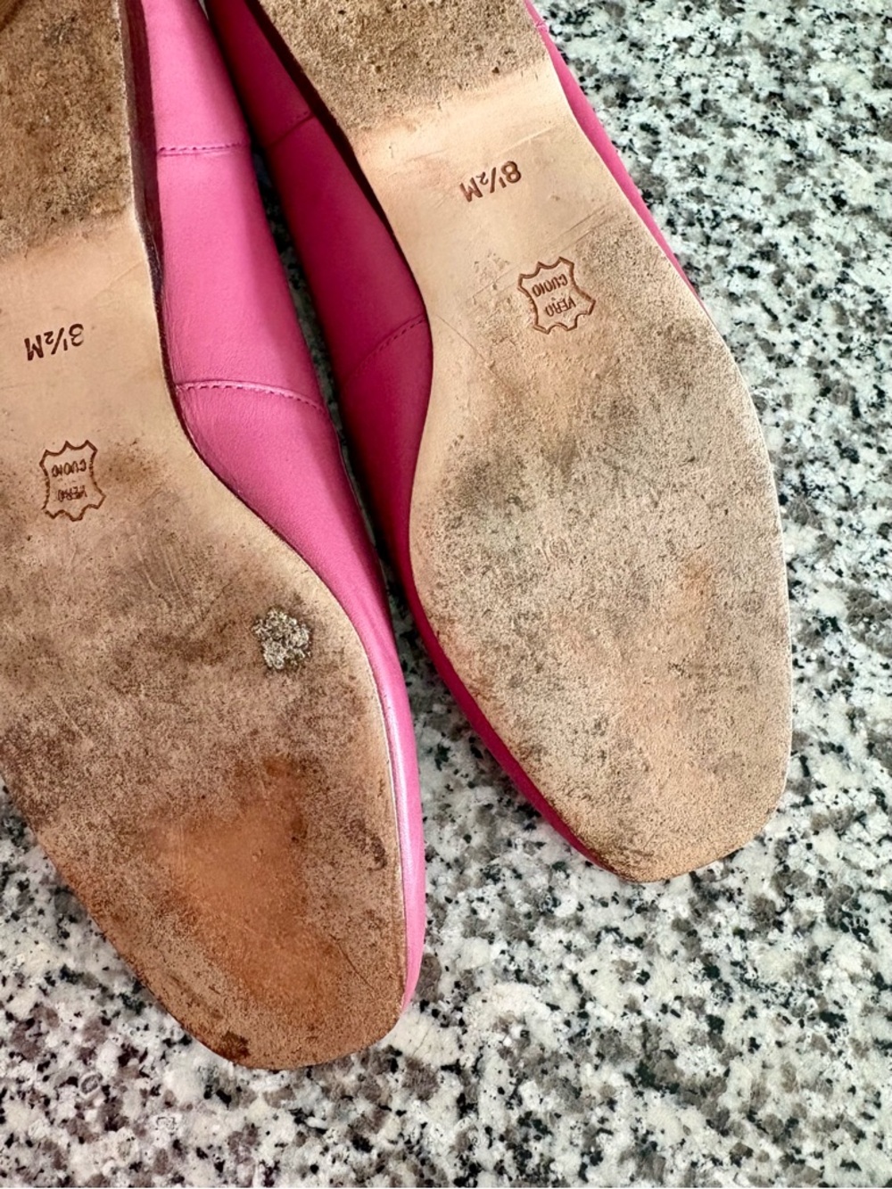 Enzo Angiolini—Bubblegum Pink Leather Square Toe Flats Vintage (Size 8.5) - Picture 8 of 8